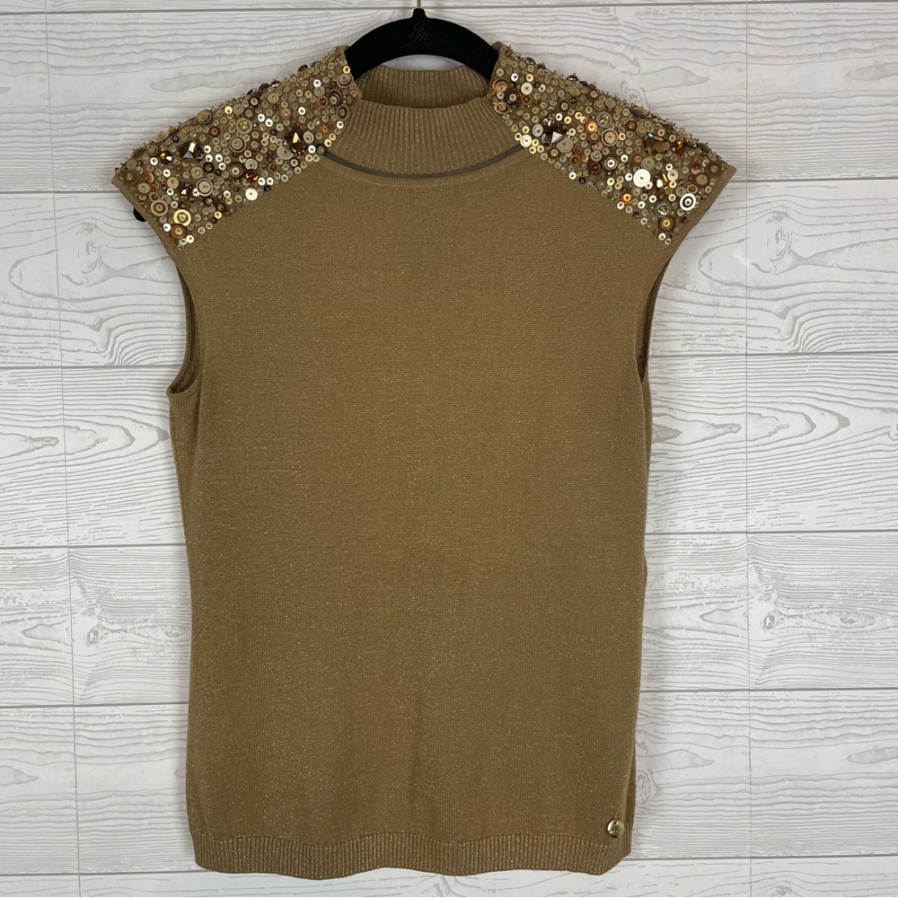 Escada Gold Metallic Blouse Size 32